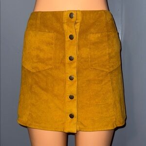 Forever 21 Mustard Faux Suede Button-Front Skirt - Size Medium